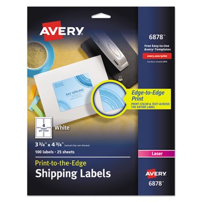 LABELS, SHIPPING 3 3 / 4 X 4 3 / 4 WHT 100 / PK