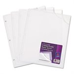 PLASTIC SLEEVES, Three-Hole Punched, Corner Lock, 11.75" x 9.5", Clear, 4 / Pk