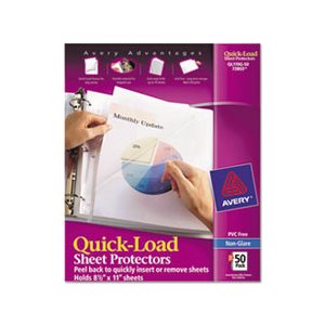 SHEET PROTECTORS, Quick Top & Side Loading, Letter, Non-Glare, 50 / Box