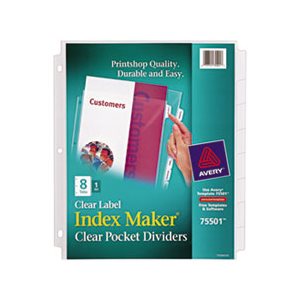 SHEET PROTECTOR DIVIDERS, Index Maker, Print & Apply, Clear, Label, 8-Tab, Letter