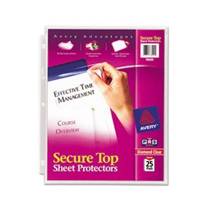 SHEET PROTECTORS, Secure Top, Super Heavy Gauge, Letter, Diamond Clear, 25 / Pk