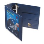 BINDER, Heavy-Duty, View, w /  Locking 1-Touch EZD Rings, 4" Capacity, Navy Blue