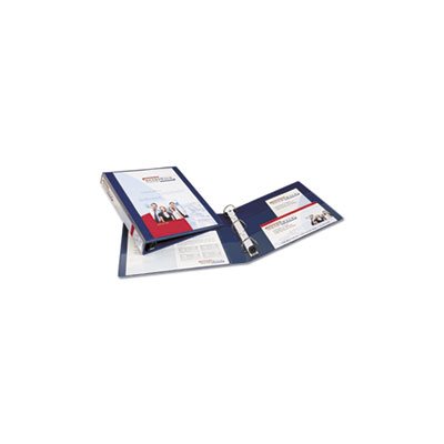 BINDER, Heavy-Duty, View,  w /  Locking 1-Touch EZD Rings, 1" Capacity, Navy Blue