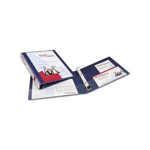 BINDER, Heavy-Duty, View,  w /  Locking 1-Touch EZD Rings, 1" Capacity, Navy Blue