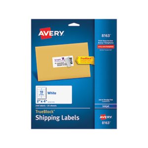 LABELS, Shipping, w /  TrueBlock, Inkjet, 2" x 4", White, 250 / Pk