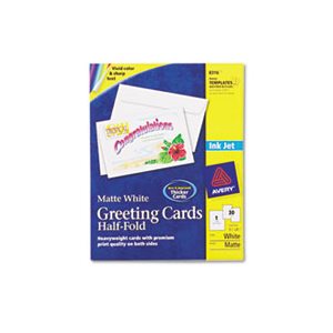 GREETING CARDS, Half-Fold, Inkjet, 5.5" x 8.5", Matte White, 30 / Box w / Envelopes