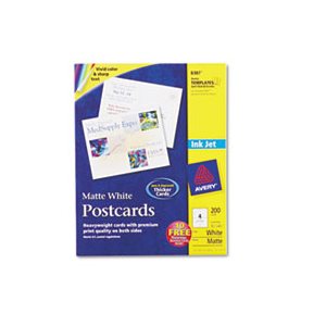 Postcards, Inkjet, 4.25" x 5.5", Matte White, 4 / Sheet, 200 / Box