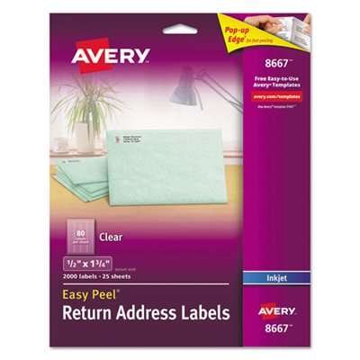 LABELS, INKJET PRINTERS 0.5 X 1.75  80 / SHEET 25 SHEETS / PK