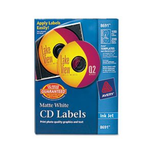 LABELS, Inkjet, CD, Matte White, 100 / Pk