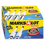 MARKERS, Marks-A-Lot, Desk-Style, Dry Erase, Chisel Tip, Assorted, 24 / Pk