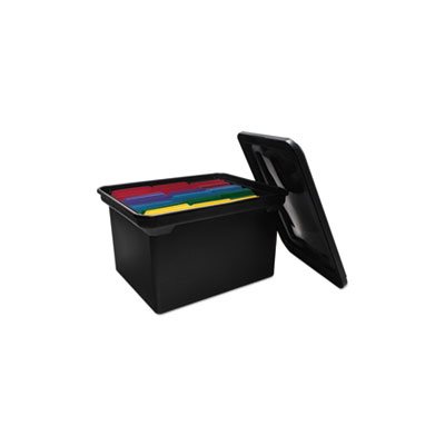 STORAGE BOX, File, Tote, w /  Lid, Legal / Letter, Plastic, Black