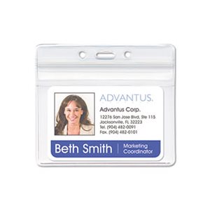 Badge Holder, ID, Resealable, Horizontal, 4" x 2.75", Clear, 50 / Pk