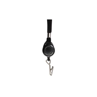 Lanyards, Retractable, ID Reels, Clip Style, 34" Long, Black, 12 / Carton