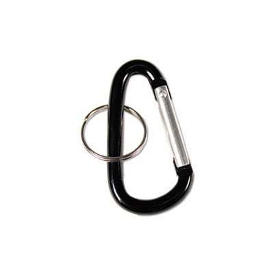 KEY CHAIN, CARABINER, Split Key Rings, Aluminum, Black, 10 / Pk