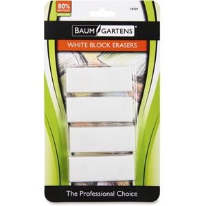 ERASER, Block, Latex Free, White, 4 / Pk