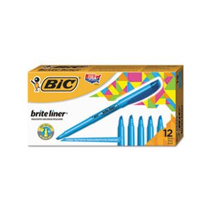 HIGHLIGHTER, Brite Liner, Chisel Tip, Fluorescent Blue, Dozen