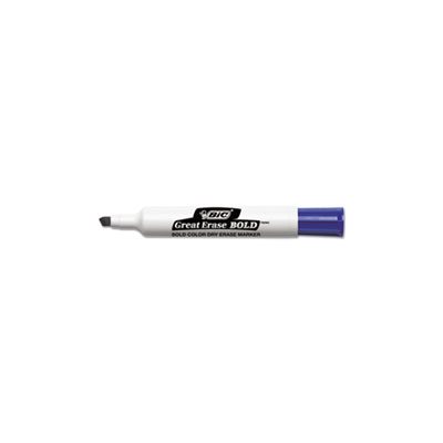 MARKER, DRY ERASE, Great Erase, Bold, Tank-Style, Chisel Tip, Blue, Dozen