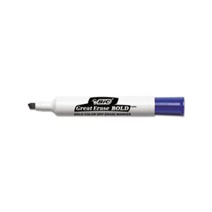 MARKER, DRY ERASE, Great Erase, Bold, Tank-Style, Chisel Tip, Blue, Dozen