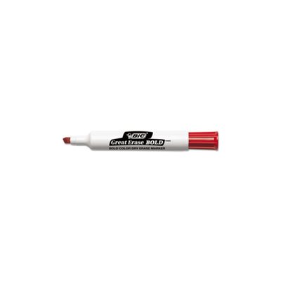 MARKER, DRY ERASE, Great Erase, Bold, Tank-Style, Chisel Tip, Red, Dozen