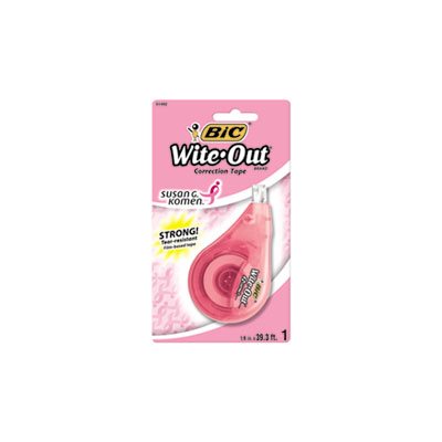 CORRECTION TAPE, Wite-Out, EZ Correct, Supporting Susan G. Komen, .167" x 472", Pink