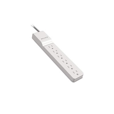 Surge Protector, 6 Outlets, 8' Cord, 720 Joules, White