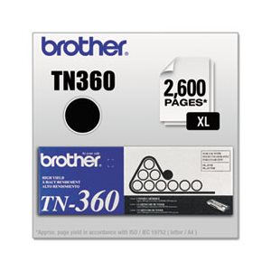 TONER, TN360 BROTHER, High-Yield Toner, 2600 Page-Yield, Black