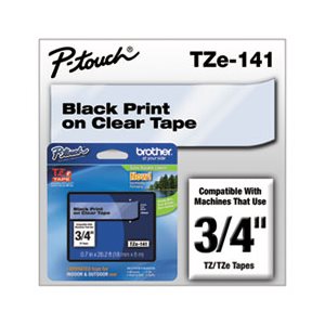 LABELING TAPE, TZe Standard Adhesive, Laminated, .375"w, Black on Clear