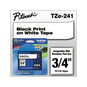 LABELING TAPE, TZe Standard Adhesive, Laminated, .375"w, Black on White