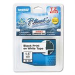 LABELING TAPE, TZe Standard Adhesive, Laminated, 1.5"w, Black on White