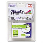 LABELING TAPE, TZ Standard Adhesive, Laminated, .5" x 16.4', White on Lime Green