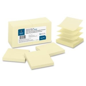 NOTE REFILL, 3" X 3", PLAIN, YELLOW, ADHESIVE, POP-UP, 12 / PK