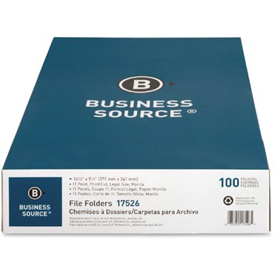 FILE FOLDER, LEGAL, 1 / 3 CUT, MANILA, 100 / BOX, ETS