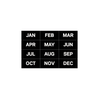 ACCESSORIES, MAGNETIC BOARD, Months Of The Year, Black / White, 2" x 1"