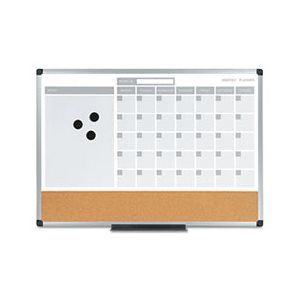 BOARD, 3-in-1, Calendar, Planner, Dry Erase Board, 24" x 18", Aluminum Frame