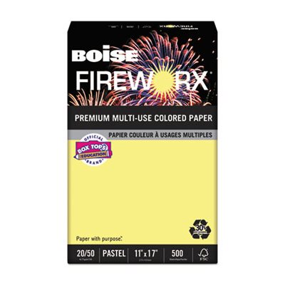 PAPER, COLORED, FIREWORX, 20 lb, 11" x 17", Crackling Canary, 500 Sheets / Ream