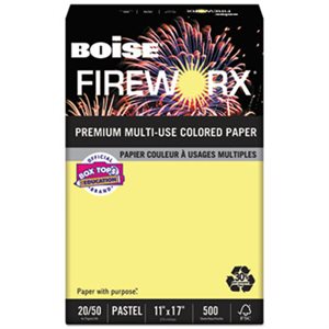 PAPER, COLORED, FIREWORX, 20 lb, 11" x 17", Crackling Canary, 500 Sheets / Ream