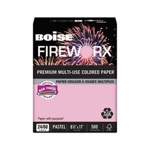 PAPER, COLORED, FIREWORX, 24 lb, 8.5" x 11", Powder Pink, 500 Sheets / Ream