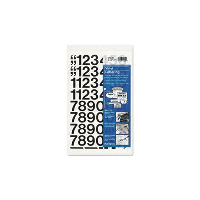 Vinyl Numbers, Self Adhesive, Press-On, Black, 1"h, 44 / Pk