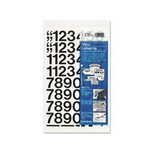 Vinyl Numbers, Self Adhesive, Press-On, Black, 1"h, 44 / Pk