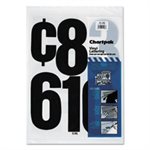 Vinyl Numbers, Self Adhesive,  Press-On, Black, 6"h, 21 / Pk
