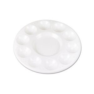 PAINT TRAYS, ROUND, PLASTIC, for Classroom, White, 10 / Pack