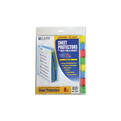 SHEET PROTECTORS, WITH INDEX TABS, ASSORTED COLOR TABS, 2", 11" x 8.5", 8 / ST