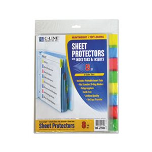 SHEET PROTECTORS, WITH INDEX TABS, ASSORTED COLOR TABS, 2", 11" x 8.5", 8 / ST