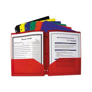 FOLDER, PORTFOLIO, TWO-POCKET, HEAVYWEIGHT, POLY, 3-HOLE PUNCH, LETTER, ASSORTED