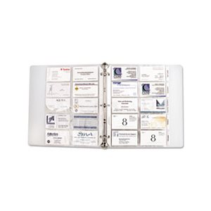 BINDER PAGES, Business Card, Holds 20 Cards, 8.125" x 11.25", Clear, 10 / Pack