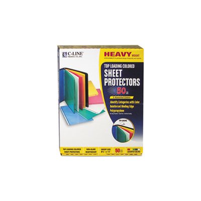 SHEET PROTECTORS, Colored, Polypropylene, Assorted Colors, 2", 11" x 8.5", 50 / BOX