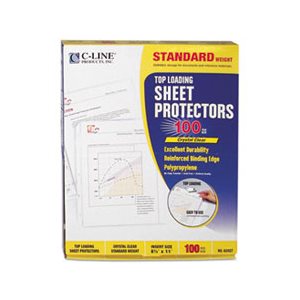 SHEET PROTECTORS, Standard Weight, Polypropylene, Clear, 2", 11" x 8.5", 100 / BOX