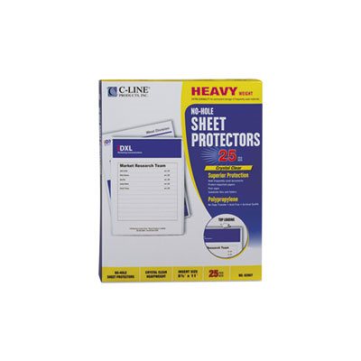 SHEET PROTECTORS, Top-Load, No-Hole, Polypropylene, Heavyweight, Clear, 2", 25 / Box