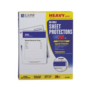 SHEET PROTECTORS, Top-Load, No-Hole, Polypropylene, Heavyweight, Clear, 2", 25 / Box