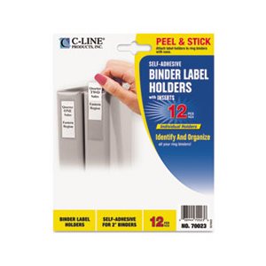 HOLDERS, LABEL, Self-Adhesive, Ring Binder, Top Load, 2.3125" x 3.0625", Clear, 12 / PACK